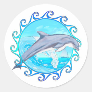 Dolphin Maori Sun Ronde Sticker