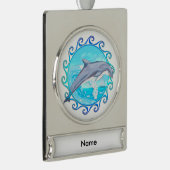 Dolphin Maori Sun Verzilverd Banner Ornament (Rechts)
