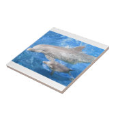 Dolphin moeder en Baby keramische tegel Tegeltje (Zijkant)