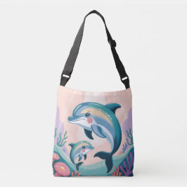 Dolphin Mom and Baby Crossbody Tas