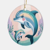 Dolphin Mom and Baby Keramisch Ornament (Links)