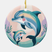 Dolphin Mom and Baby Keramisch Ornament (Achterkant)