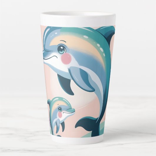 Dolphin Mom and Baby Latte Mok (Voorkant)