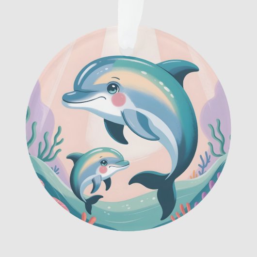 Dolphin Mom and Baby Ornament (voorkant)