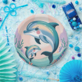 Dolphin Mom and Baby Papieren Bordje (Feest)