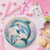 Dolphin Mom and Baby Papieren Bordje (Feest)