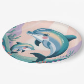 Dolphin Mom and Baby Papieren Bordje (Gekanteld)