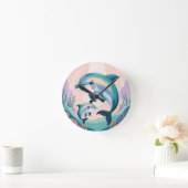 Dolphin Mom and Baby Ronde Klok (Huis)
