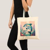 Dolphin Mom and Baby Tote Bag (Voorkant (product))