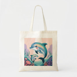Dolphin Mom and Baby Tote Bag