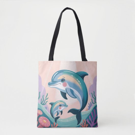 Dolphin Mom and Baby Tote Bag (Voorkant)
