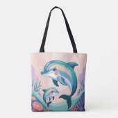 Dolphin Mom and Baby Tote Bag (Achterkant)