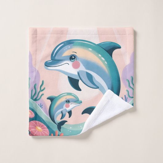Dolphin Mom and Baby Washandje (Wasdoekje)