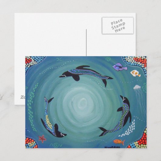 Dolphin Moon Briefkaart (Voorkant / Achterkant)