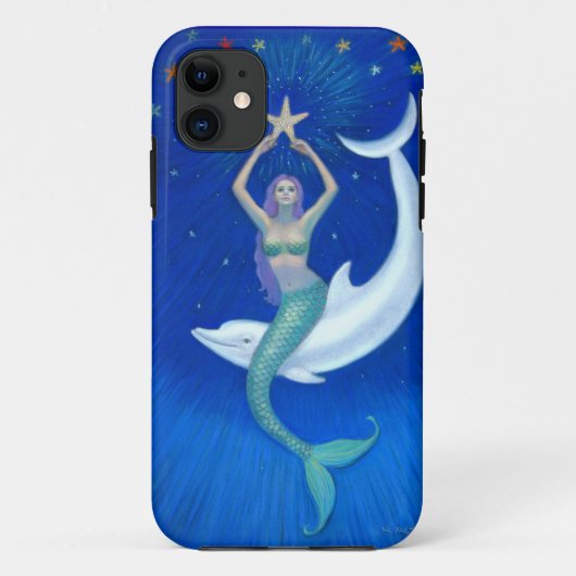 Dolphin Moon Mermaid Fantasy Art iPhone 5 Hoesje (Achterkant)