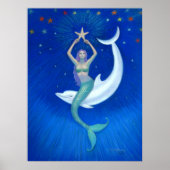 Dolphin Moon Mermaid fantasy art Poster (Voorkant)