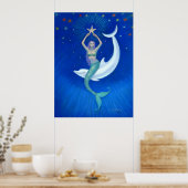 Dolphin Moon Mermaid fantasy art Poster (Keuken)