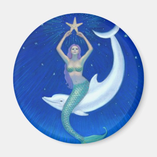 Dolphin Moon Mermaid Magneet (Voorkant)