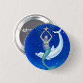 Dolphin Moon Mermaid Ronde Button 5,7 Cm (Voorkant /achterkant)