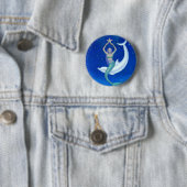Dolphin Moon Mermaid Ronde Button 5,7 Cm (In situ)