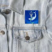 Dolphin Moon Mermaid Vierkante Button 5,1 Cm (In situ)