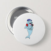 Dolphin naar Muziek luisteren Ronde Button 7,6 Cm (Voorkant /achterkant)