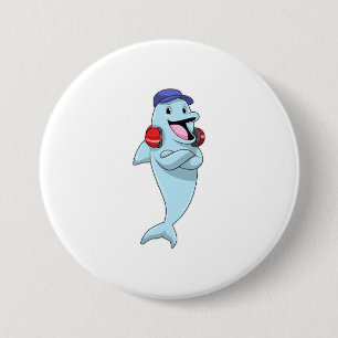 Dolphin naar Muziek luisteren Ronde Button 7,6 Cm