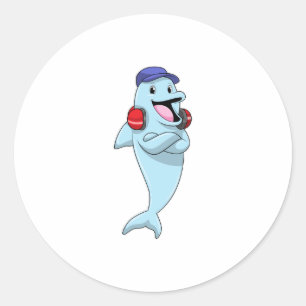 Dolphin naar Muziek luisteren Ronde Sticker