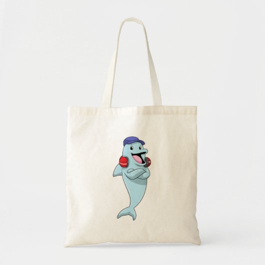Dolphin naar Muziek luisteren Tote Bag (Voorkant)