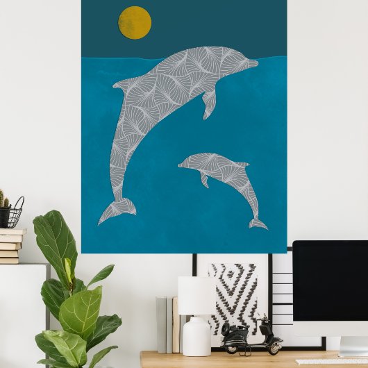 Dolphin Nautical Poster (Thuiskantoor)