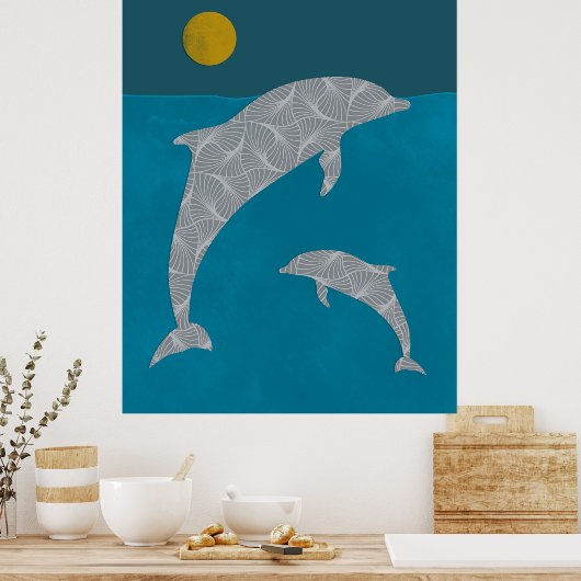 Dolphin Nautical Poster (Keuken)