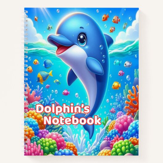 Dolphin Notebook for Kids | Wide Ruled Spiral Notitieboek (Voorkant)