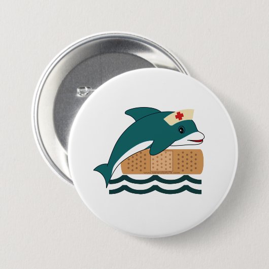 Dolphin Nurse Ronde Button 7,6 Cm (Voorkant /achterkant)