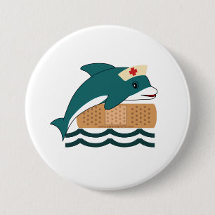 Dolphin Nurse Ronde Button 7,6 Cm