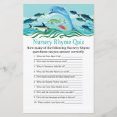 Dolphin Nursery Rhyme Quiz baby shower game (Voorkant)