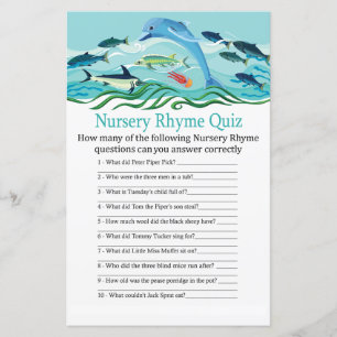 Dolphin Nursery Rhyme Quiz baby shower game