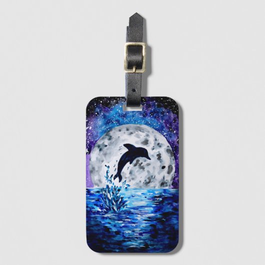 Dolphin Ocean en Moon Bagagelabel (Voorkant (verticaal))