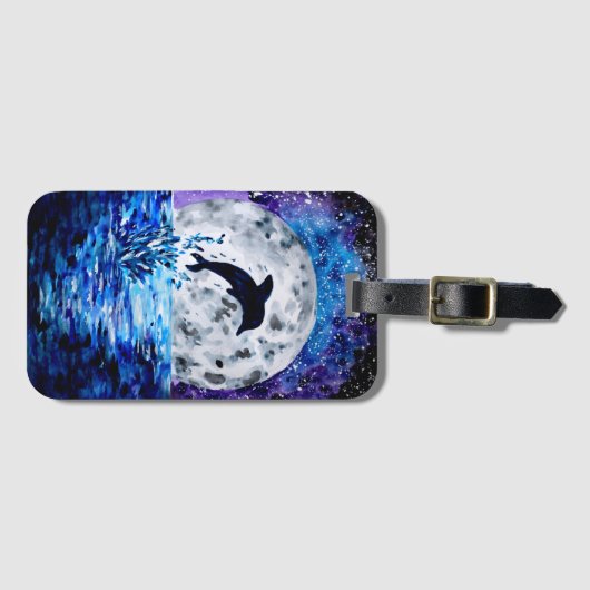 Dolphin Ocean en Moon Bagagelabel (Voorkant (horizontaal))