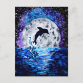 Dolphin Ocean en Moon Briefkaart (Voorkant)