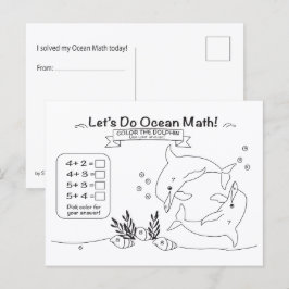 Dolphin Ocean Math Coloring Postcard Briefkaart