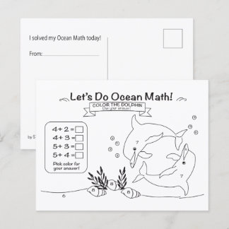 Dolphin Ocean Math Coloring Postcard Briefkaart
