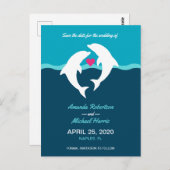 Dolphin Ocean Wedding Save The Date Briefkaart (Voorkant / Achterkant)