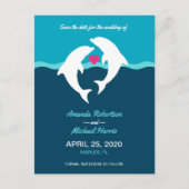 Dolphin Ocean Wedding Save The Date Briefkaart (Voorkant)