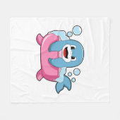 Dolphin on Bathtub Fleece Deken (Voorkant (Horizontaal))