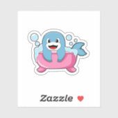 Dolphin on Bathtub Sticker (Vel)