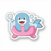 Dolphin on Bathtub Sticker (Voorkant)