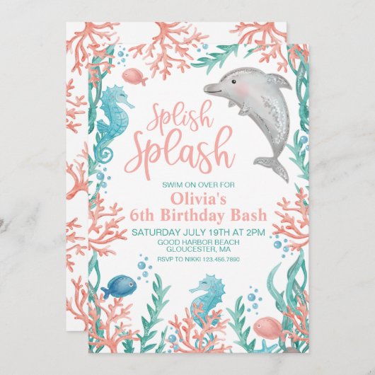 Dolphin onder de uitnodiging van het Zee van de ve (Voorkant / Achterkant)