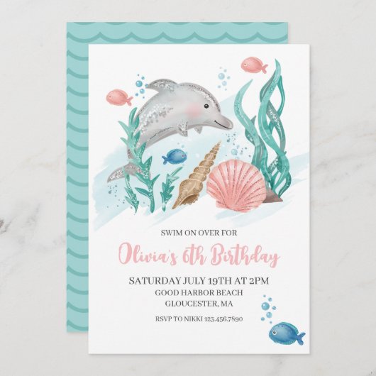 Dolphin onder de uitnodiging van het Zee van de ve (Voorkant / Achterkant)