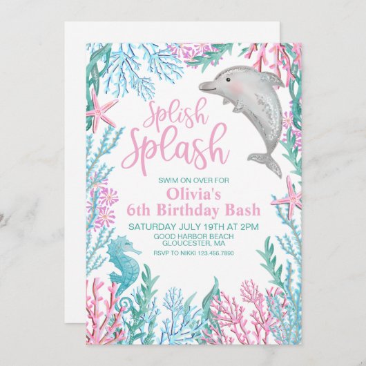 Dolphin onder de uitnodiging van het Zee van de ve (Voorkant / Achterkant)