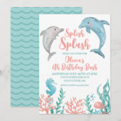 Dolphin onder de zee verjaardagsuitnodiging kaart (Voorkant / Achterkant)